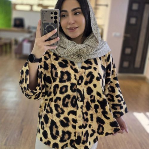 فروش عمده شومیز زنانه پلنگی کراپی مدل آوا کد 132517