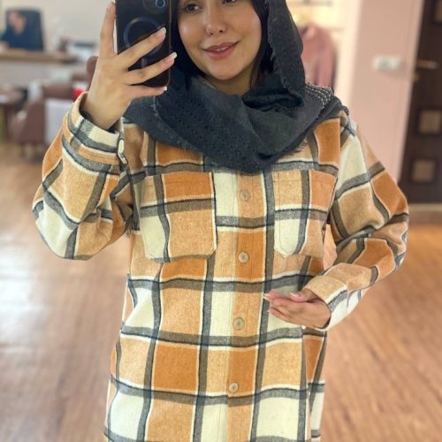 فروش عمده شکت زنانه چهارخونه پشمی مدل تک جیب کد 132519