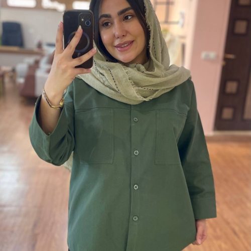 شومیز زنانه دو جیب کتان کد 133749 - خرید مانتو زنانه عمده