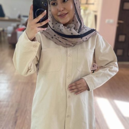 مانتو زنانه دو جیب کتان کد 133750 - خرید مانتو زنانه عمده