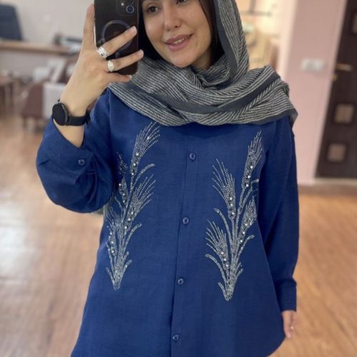 شومیز زنانه شانتون نگین دار کد 137423 - خرید شومیز زنانه عمده