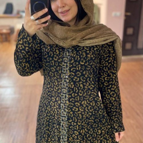 تونیک زنانه نگین دار طرح پلنگی کد 138436 - خرید تونیک زنانه عمده