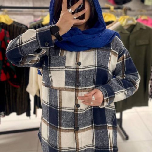 شکت زنانه چهارخونه پشمی مدل تک جیب کد 139709 - خرید کاپشن و هودی زنانه عمده