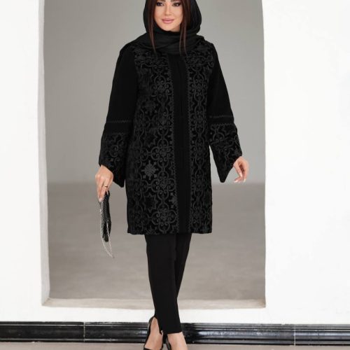 کت زنانه مجلسی قواره دار آستین لاله کد 134179 - خرید کت و شلوار زنانه عمده