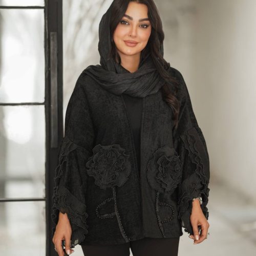 کت زنانه مجلسی گل برجسته آستین مرواریدی کد 134180 - خرید کت و شلوار زنانه عمده