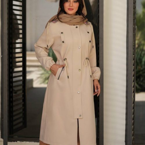 مانتو بارانی بلند زنانه مدل دو جیب کد 134181 - خرید مانتو زنانه عمده