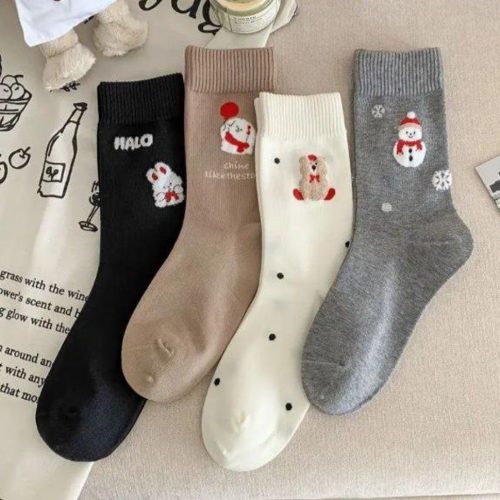 فروش عمده جوراب زنانه ساقدار بوکله دار طرح میکس خارجی کد 132862