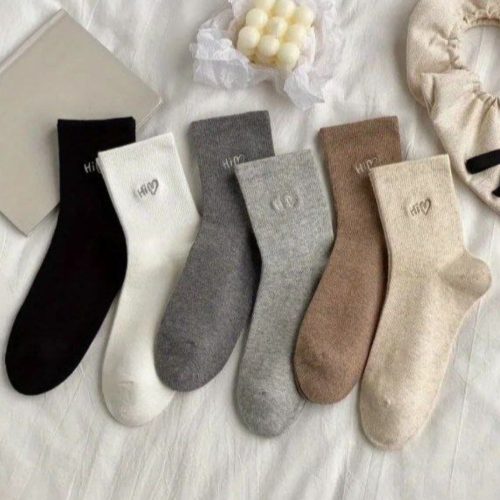 فروش عمده جوراب زنانه ساقدار گلدوزی قلب خارجی کد 133029