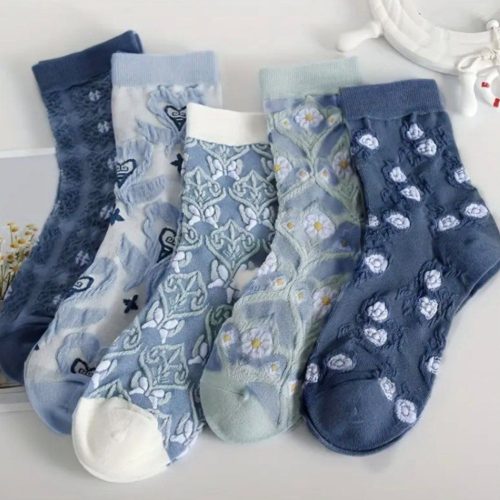 فروش عمده جوراب زنانه ساقدار برجسته سرمه ای خارجی کد 133275