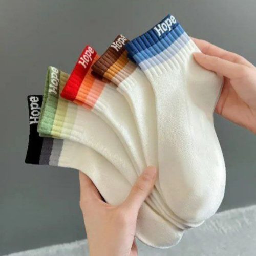 جوراب زنانه نیم ساق سفید مشکی لب رنگی خارجی کد 133468 - خرید جوراب زنانه عمده