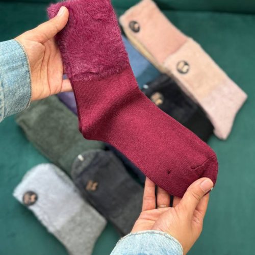 جوراب زنانه ساقدار لب موهر خارجی کد 134885 - خرید جوراب زنانه عمده