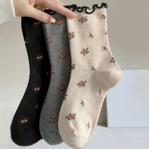 جوراب زنانه ساقدار لب فر پاپیون شکوفه خارجی کد 135091 - خرید جوراب زنانه عمده