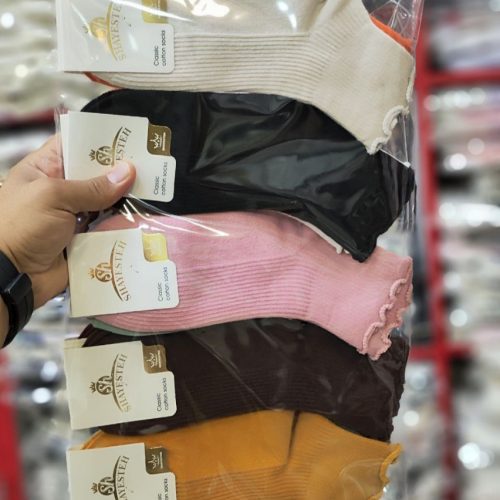 جوراب زنانه نیم ساق کبریتی لب فر خارجی کد 135095 - خرید جوراب زنانه عمده