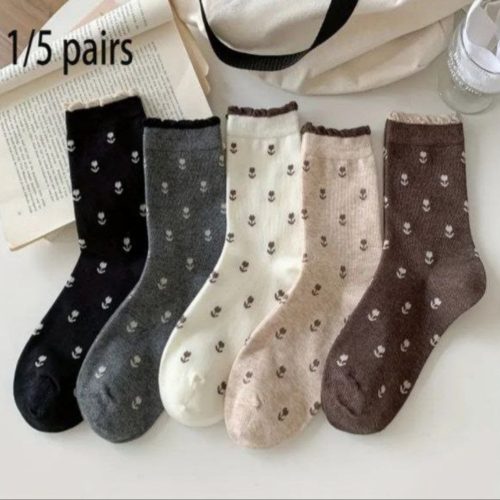 جوراب زنانه ساقدار طرح لاله خارجی کد 135097 - خرید جوراب زنانه عمده