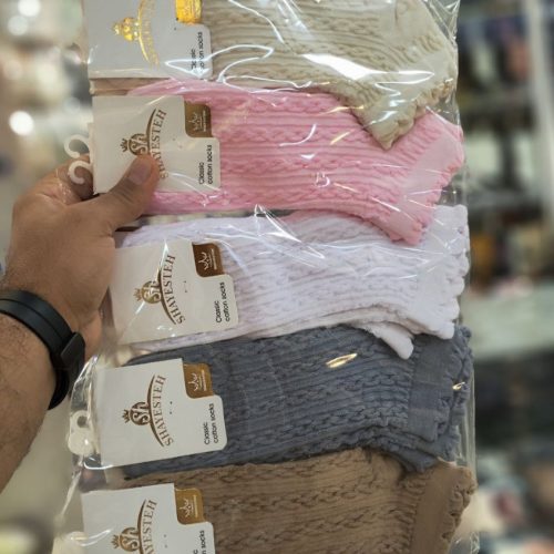 جوراب زنانه مچی لب دالبری گندمی خارجی کد 135356 - خرید جوراب زنانه عمده