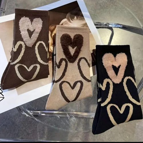 جوراب زنانه ساقدار بوکله طرح قلب خارجی کد 136365 - خرید جوراب زنانه عمده