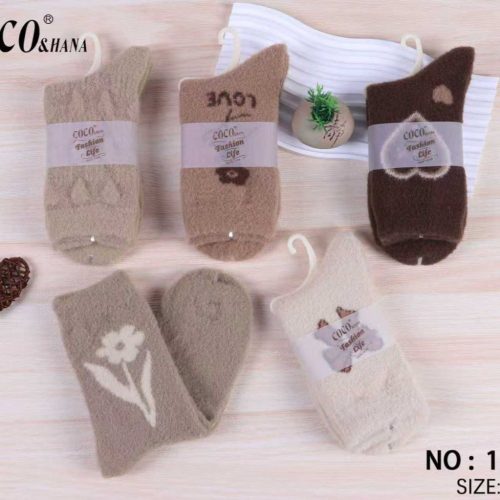 جوراب زنانه ساقدار پشمی حوله ای خارجی کد 136368 - خرید جوراب زنانه عمده