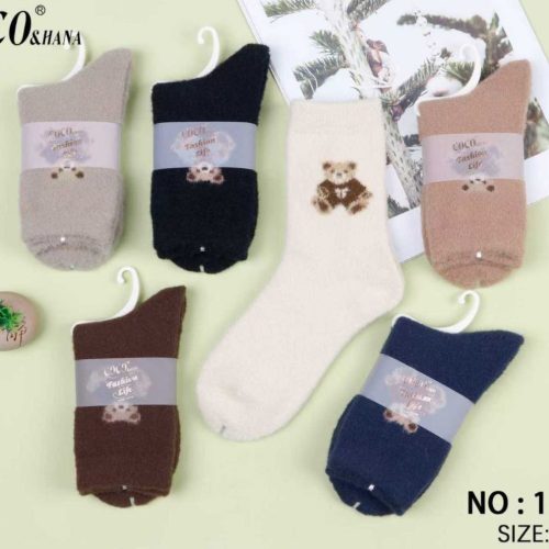 جوراب زنانه ساقدار پشمی حوله ای خارجی کد 136370 - خرید جوراب زنانه عمده