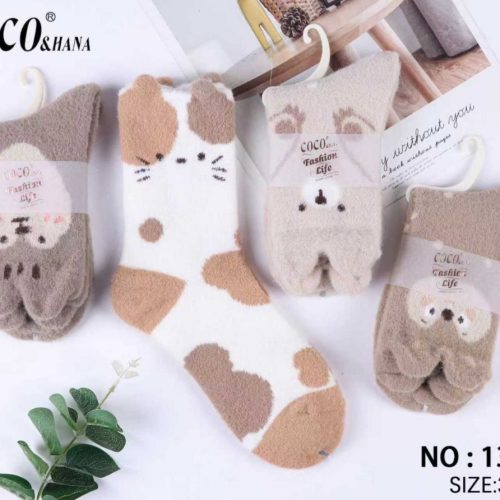 جوراب زنانه ساقدار پشمی حوله ای خارجی کد 136372 - خرید جوراب زنانه عمده