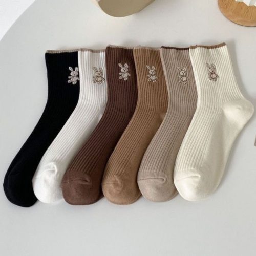 جوراب زنانه ساقدار کبریتی گلدوزی خرگوش کد 137138 - خرید جوراب زنانه عمده