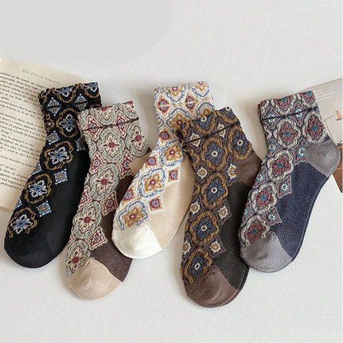 جوراب زنانه نیم ساق طرح برجسته خارجی کد 137353 - خرید جوراب زنانه عمده