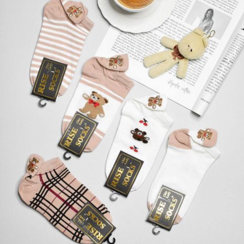 جوراب زنانه سه پاشنه گلدوزی خارجی کد 137359 - خرید جوراب زنانه عمده