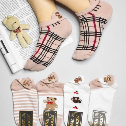 جوراب زنانه سه پاشنه گلدوزی خارجی کد 137360 - خرید جوراب زنانه عمده