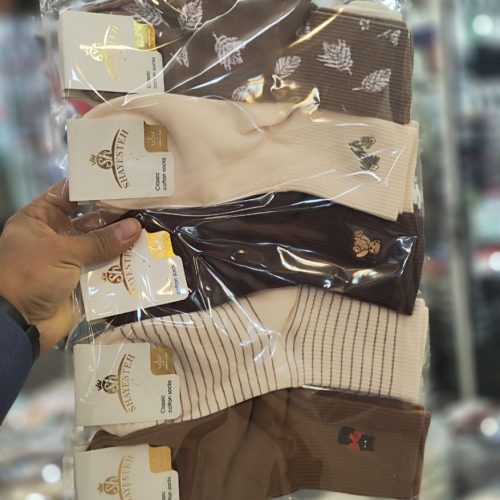 جوراب زنانه ساقدار ترکیبی گلدوزی خارجی کد 137414 - خرید جوراب زنانه عمده