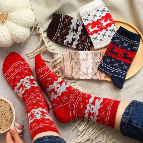 جوراب زنانه ساقدار گوزنی خارجی کد 137624 - خرید جوراب زنانه عمده