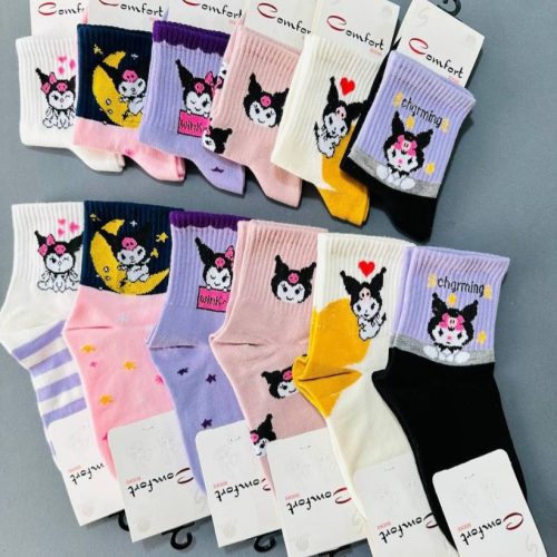 جوراب نیم ساق بچگانه خارجی کد 138783 - خرید جوراب دخترانه عمده