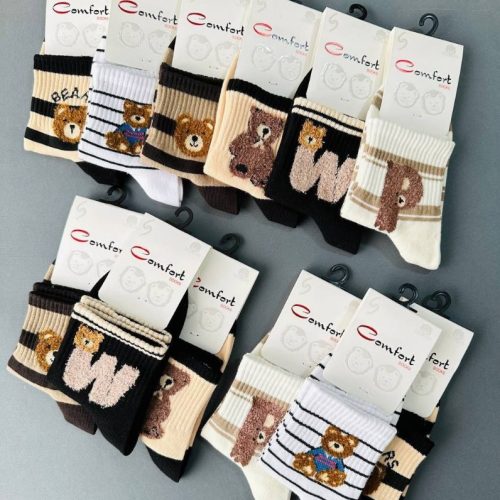 جوراب نیم ساق بچگانه خارجی کد 138785 - خرید جوراب دخترانه عمده