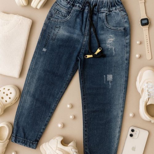 شلوار لی مام اسپرت دخترانه کمر کش کد 134286 - خرید شلوار دخترانه عمده