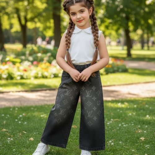 شلوار لی واید لگ دخترانه لویی ویتون کد 134288 - خرید شلوار دخترانه عمده