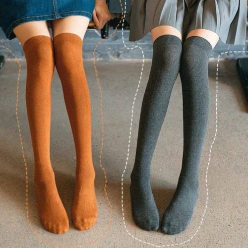 جوراب زنانه بالا زانو ساده رنگی خارجی کد 138797 - خرید جوراب زنانه عمده