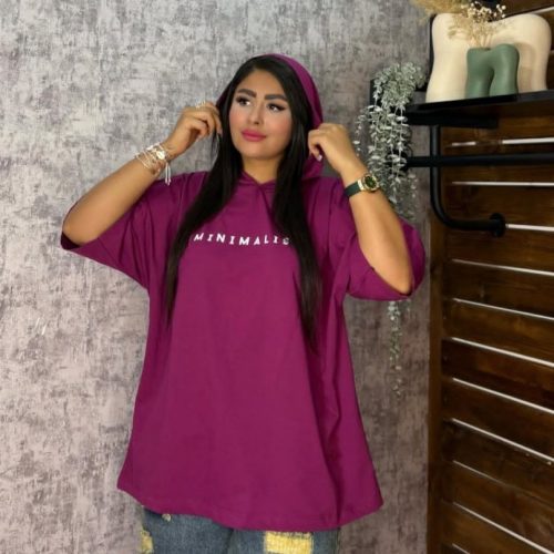 خرید عمده تیشرت باکسی کلاهدار - تاپ و تیشرت زنانه عمده