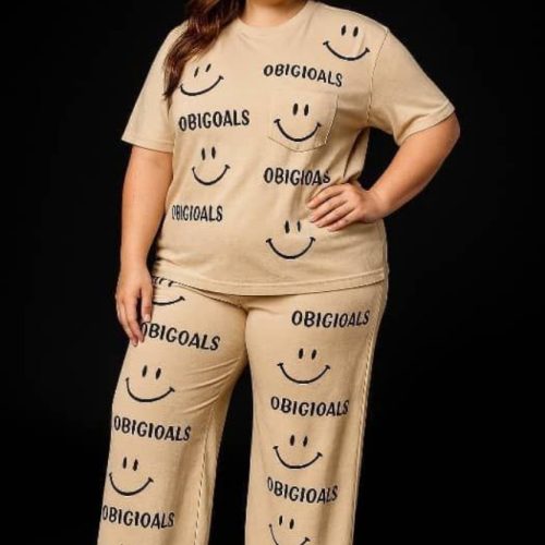 فروش عمده تیشرت شلوار سایز بزرگ جیبدار حروفی کد 132382