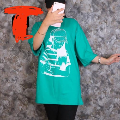 تیشرت لانگ دختر کلاه دار کد 133421