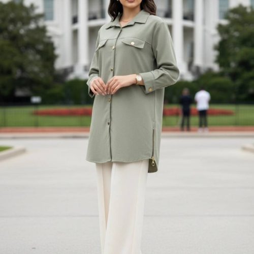 مانتو بغل زیپ قاپ کد 133969 - خرید مانتو زنانه عمده