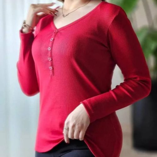 بلوز آستین دار کبریتی کد 134298 - خرید بلوز تک زنانه عمده