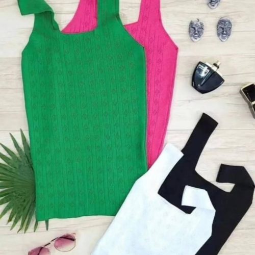 تاپ بافت لوزی کد 134374 - خرید تاپ و تیشرت زنانه عمده