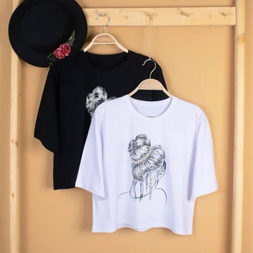 باکسی نگین مروارید دختر کد 135721 - خرید تاپ و تیشرت زنانه عمده