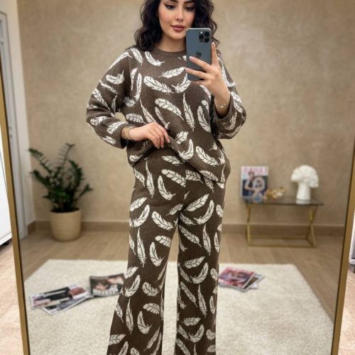 ست بافت شلوار بگ کد 135735 - خرید ست بلوز شلوار زنانه عمده