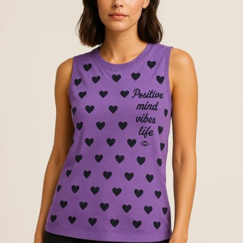 تاپ کتی چاپ قلب کد 137003 - خرید تاپ و تیشرت زنانه عمده