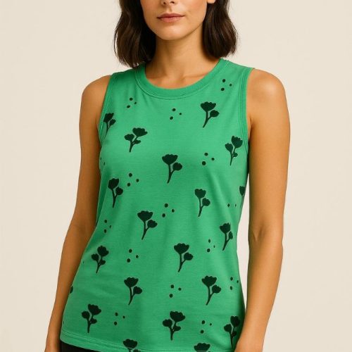 تاپ کتی چاپ گل کد 137004 - خرید تاپ و تیشرت زنانه عمده