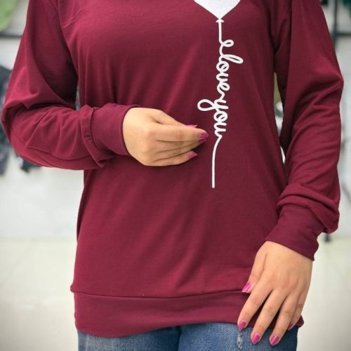 بلوز آستین دار چاپدار کد 137094 - خرید بلوز تک زنانه عمده