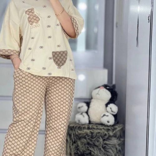 ست تیشرت شلوار برجسته کد 137460 - خرید ست تیشرت شلوار زنانه عمده