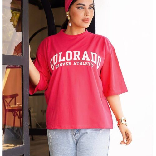 باکسی قواره دار لش چاپی کد 137461 - خرید تاپ و تیشرت زنانه عمده