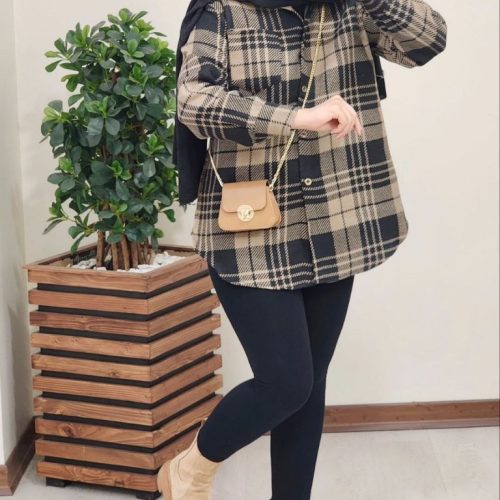 مانتو شومیز چهارخونه کد 138323 - خرید مانتو زنانه عمده