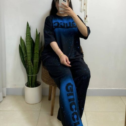 ست تیشرت و شلوار پیستوله ای گوجی کد 141661 - خرید ست تیشرت شلوار زنانه عمده