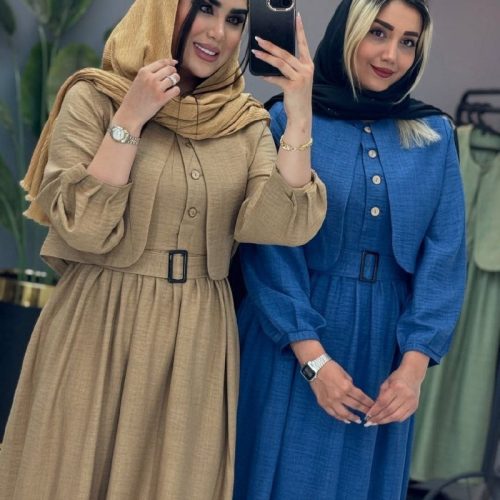 خرید عمده ست سه تیکه کت و سارافون با کمر بند - ست تونیک شلوار زنانه عمده